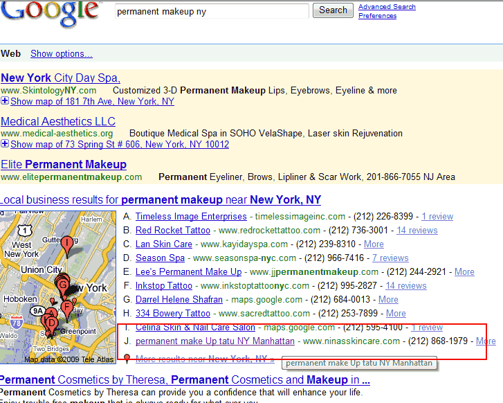 permanent make up on Google