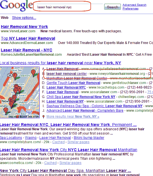 laser hair removal NYC google