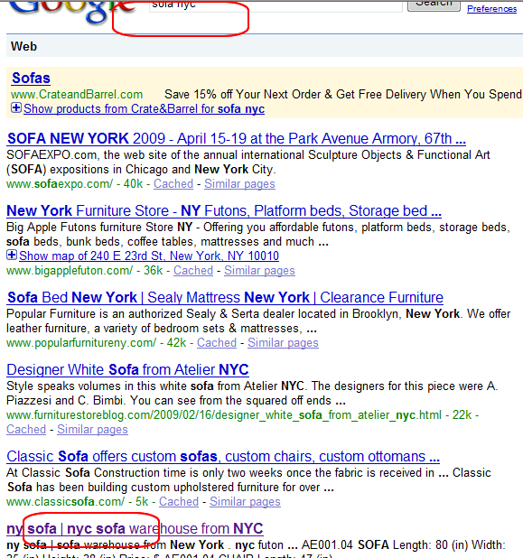 sofa ny google promotion