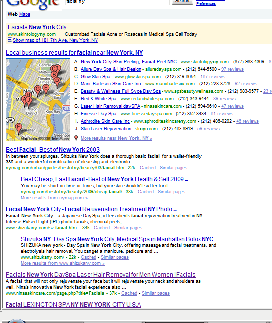 facial NY Google